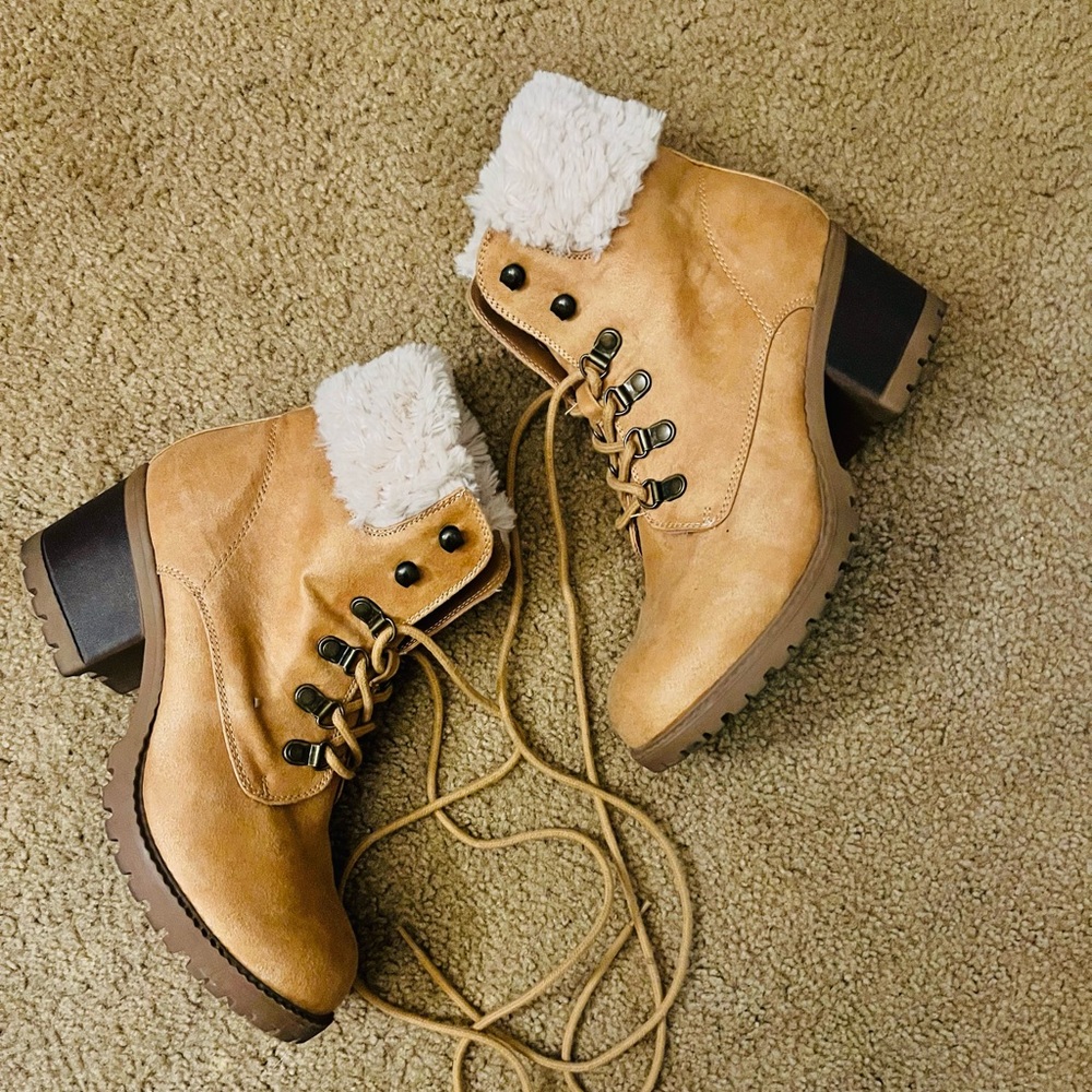 Furry Tan Booties